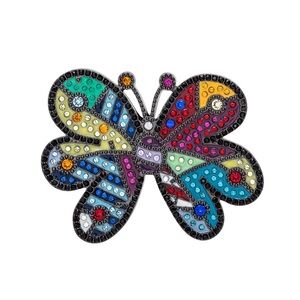 Romero Britto Multicolor Butterfly Pin with Swarovski Crystals Limited Edition